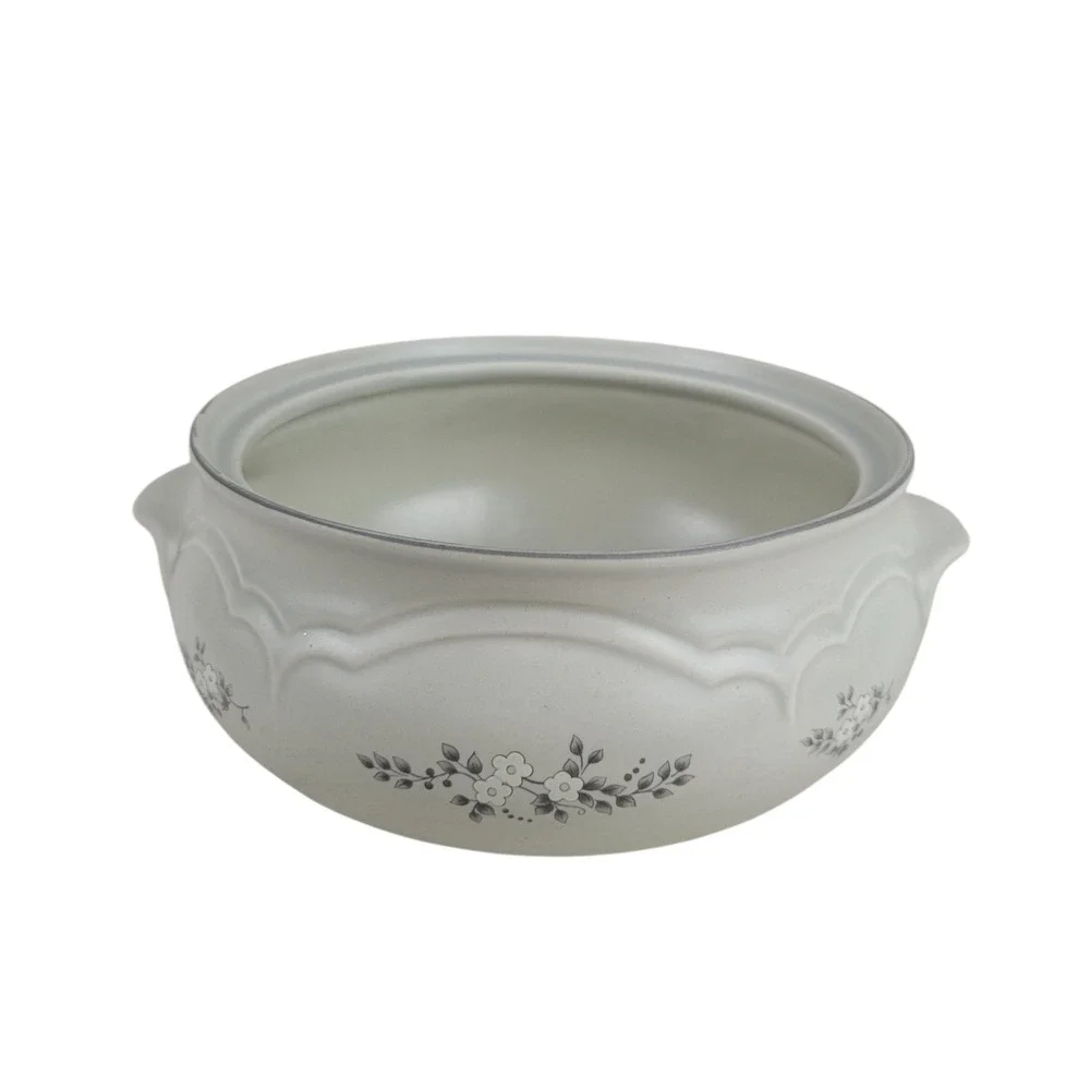 Pfaltzgraff Heirloom 2 Qt Round Casserole Dish 315 Gray Floral Stoneware‎ USA
